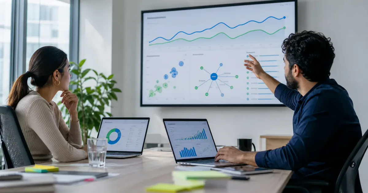 Especialistas trabajando en SEO, AEO, GEO y contenido orgánico para una PYME latinoamericana